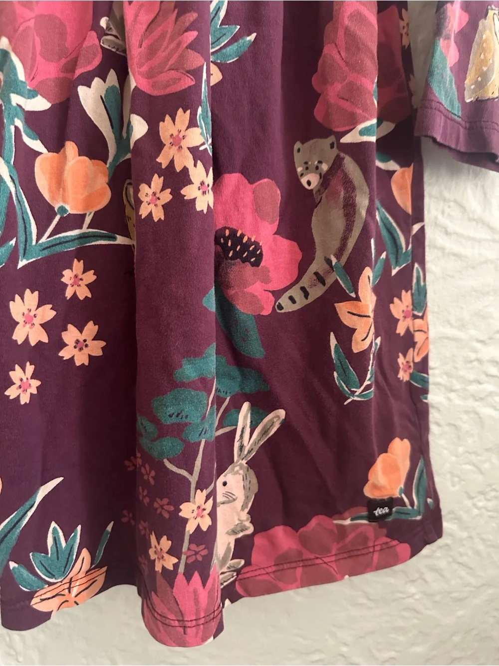 Tea Collection Girls Floral Long Sleeve Dress Owls Bunnies 12 Woodland Creatures